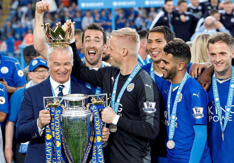 Leicester-Mannschaft feiert Meistertitel.