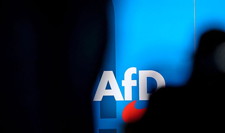 Logo der AfD auf einem Plakat