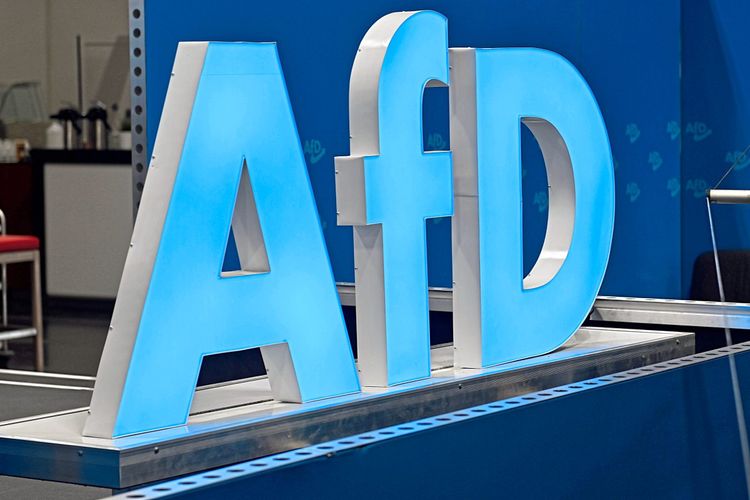 AFd-Logo auf dem 14.Bundesparteitag in Magedburg.
