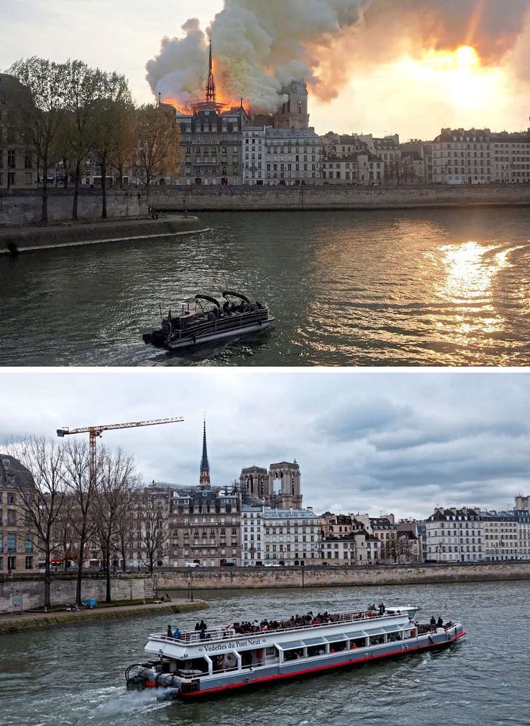 Notre Dame 2019 und 2024.