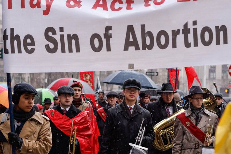 Abtreibungsgegner bei einer Demonstration für Abtreibungsverbote in den USA.