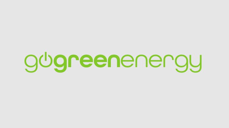 Logo Go Green Energy, hellgrüne Schrift auf grauem Hintergrund