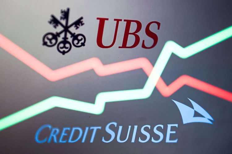 Die Logos von Credit Suisse und UBS sind in einer Illustration zusammengefasst