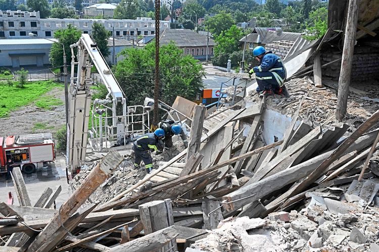 Zerstörung in Charkiw nach einem Drohnenangriff vergangene Woche.