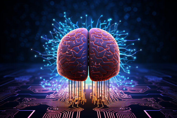 Das Bild zeigt die Illustration eines menschlichen Gehirns in einer Computerumgebung