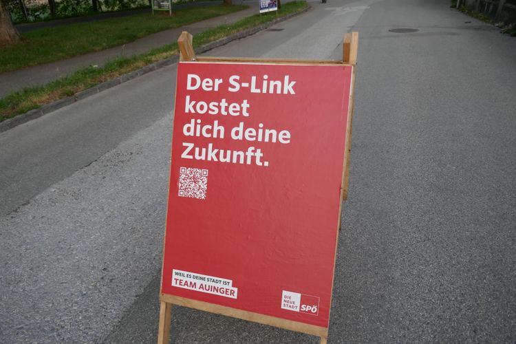 SPÖ-Plakat gegen den S-Link in Salzburg