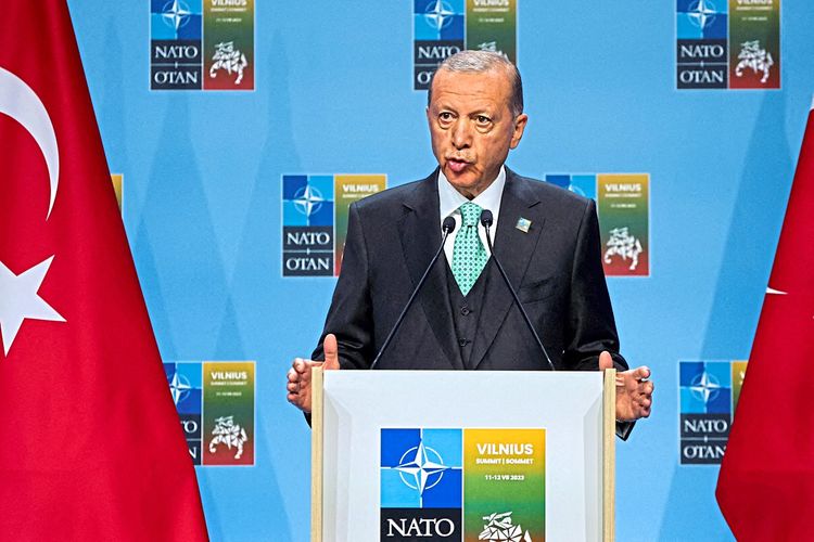 Recep Tayyip Erdoğan bei einer Rede vor der Nato