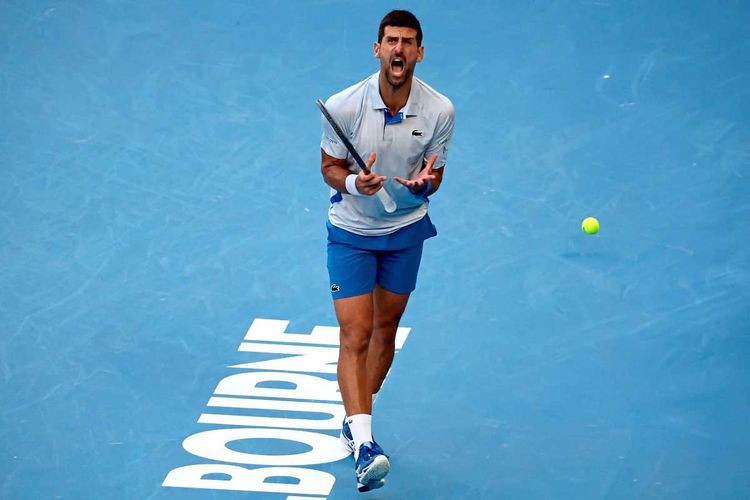 Novak Djokovic schreit.