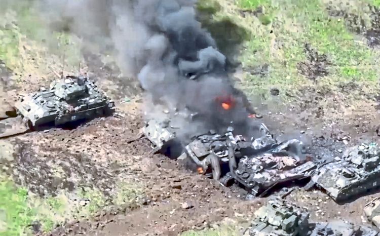 Zerstörte Leopard-Panzer bei Saporischschja.
