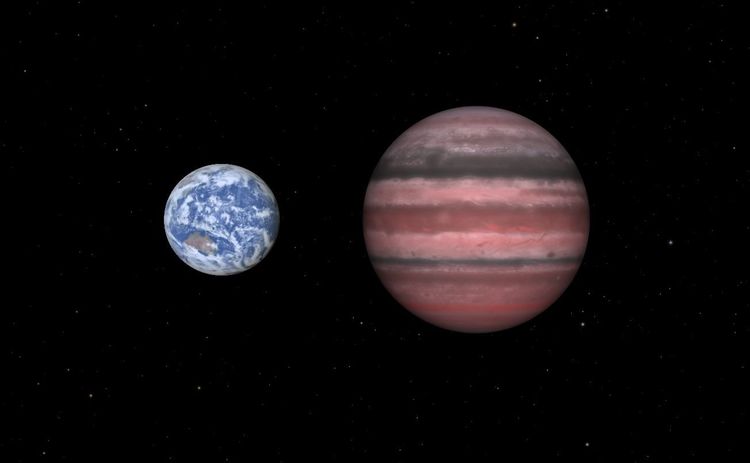 Größenvergleich Erde und der doppelt so große Exoplanet