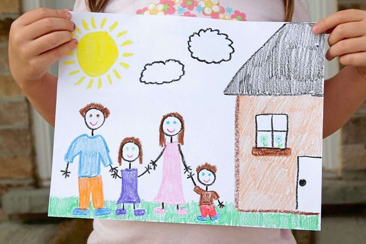 Zeichnung Kind Haus Familie