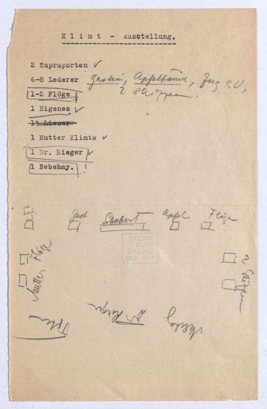 Ein Notizzettel von Otto Kallir-Nirenstein im zeitlichem Umfeld der 1926 in der 
