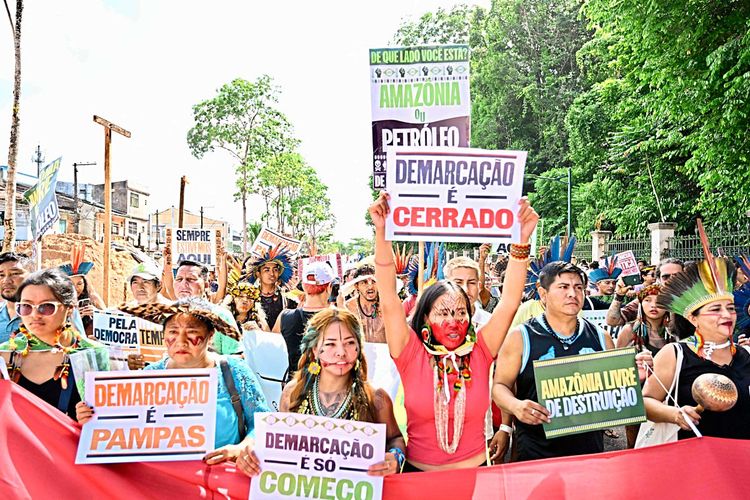 Proteste vor dem Treffen der OTCA in Belém.