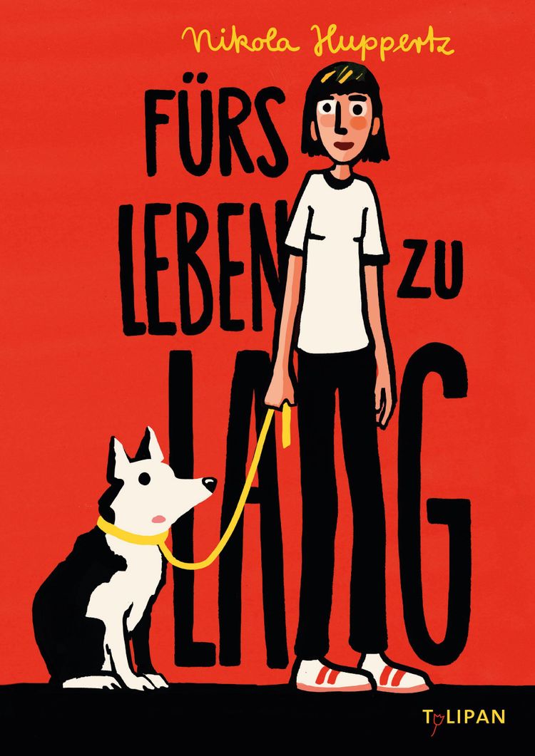 Zeichnung eines großen Mädchens mit Hund auf dem Buchcover 