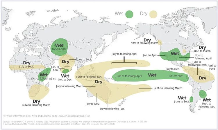 El Niño, Niederschlagsverteilung, Klima