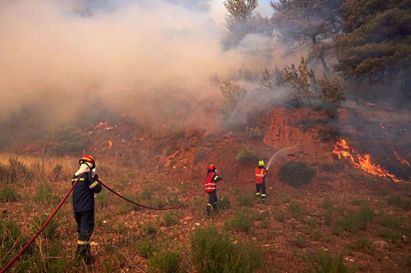 Hunderte Feuerwehrleute gegen Feuer in Griechenland im Einsatz – Großstadt evakuiert