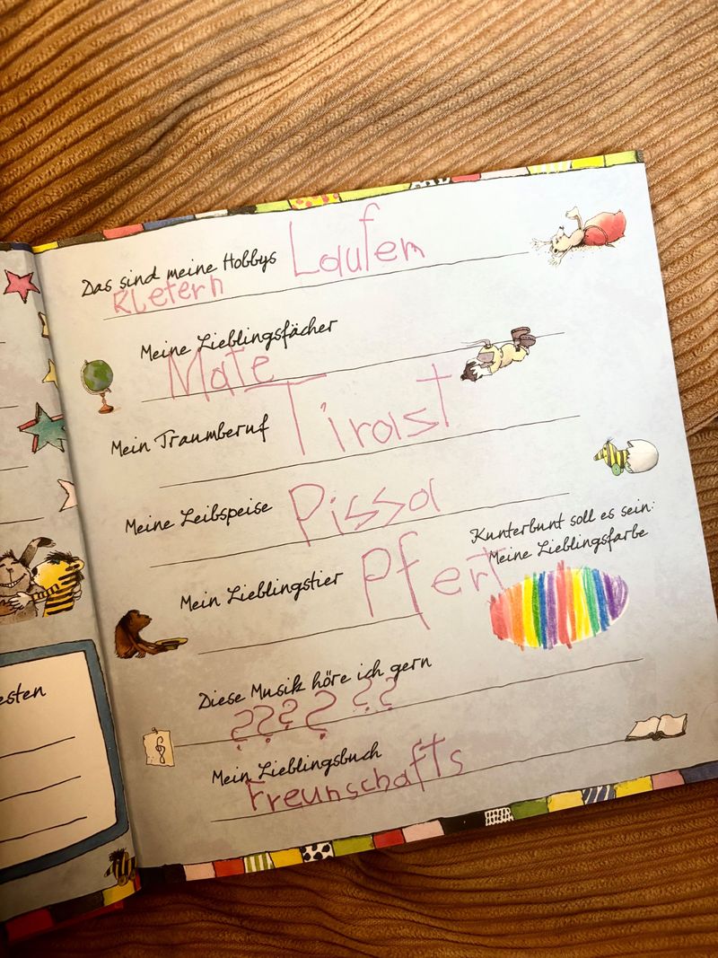 Lieblingsessen: Pissa. Die Wahrheit über Freundebücher