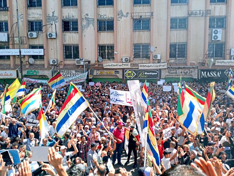 Protest gegen Regierung in Syrien.