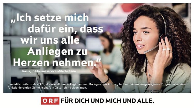 ORF-Kundendienstmitarbeiterin Raina in ORF-Kampagne